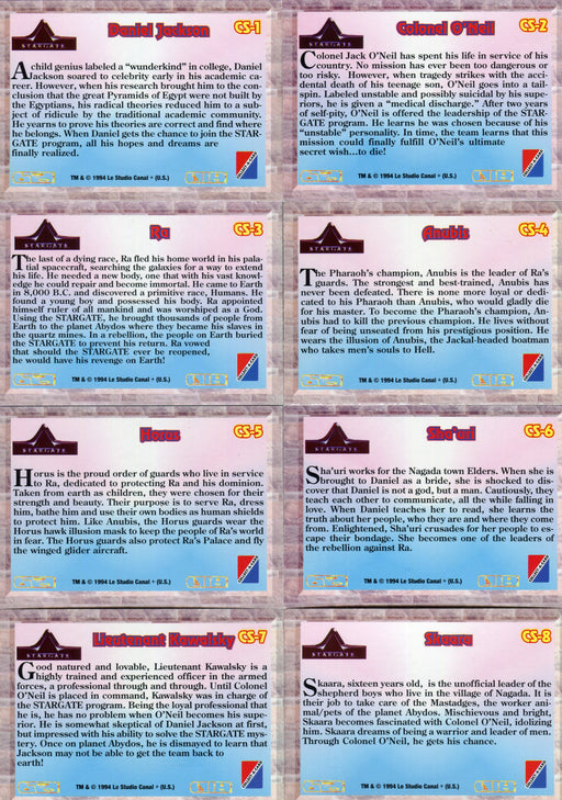 Stargate Movie Chrome Character Chase Card Set CS1 - CS8 Collect-A-Card 1994   - TvMovieCards.com
