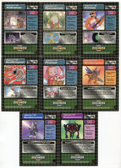 1999 Digimon Animated Series 1 Preview Ultimate Digimon Trading Cards U1-U8 Set   - TvMovieCards.com