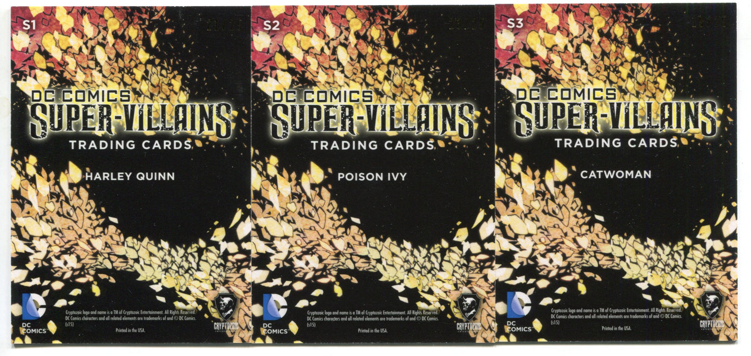 2015 DC Comics Super-Villain Gold Foil Parallel #/25 Siren Chase Card Set S1-S3   - TvMovieCards.com