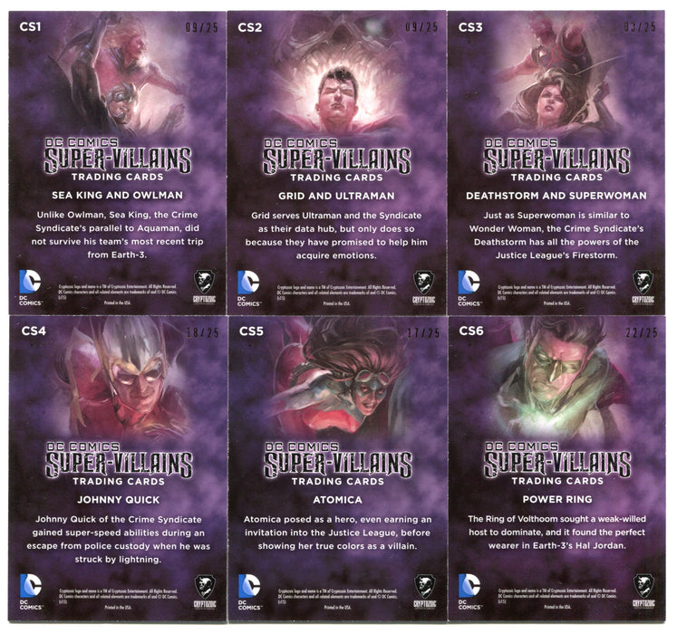 2015 DC Comics Super-Villain Gold Parallel #/25 Crime Syndicate Card Set CS1-CS6   - TvMovieCards.com