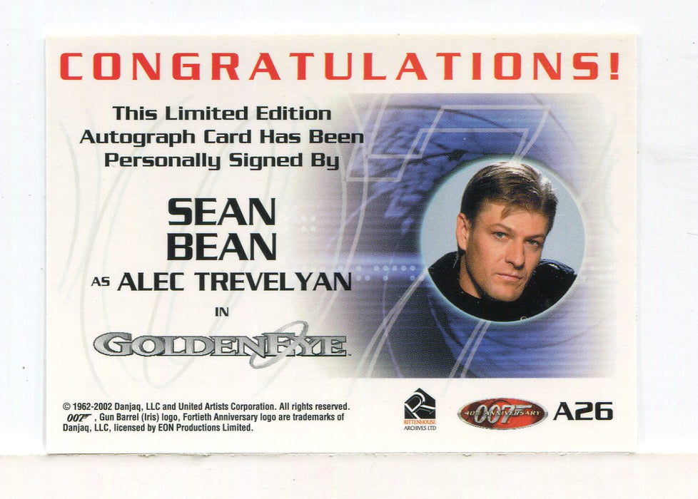 James Bond 40th Anniversary Expansion Sean Bean Autograph Card A26
