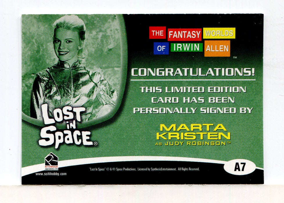 Fantasy Worlds of Irwin Allen Lost in Space Marta Kristen Autograph Card A7   - TvMovieCards.com