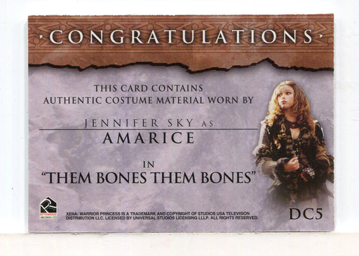 Xena Beauty and Brawn Jennifer Sky as Amarice Double Costume Card DC5 (Light)   - TvMovieCards.com