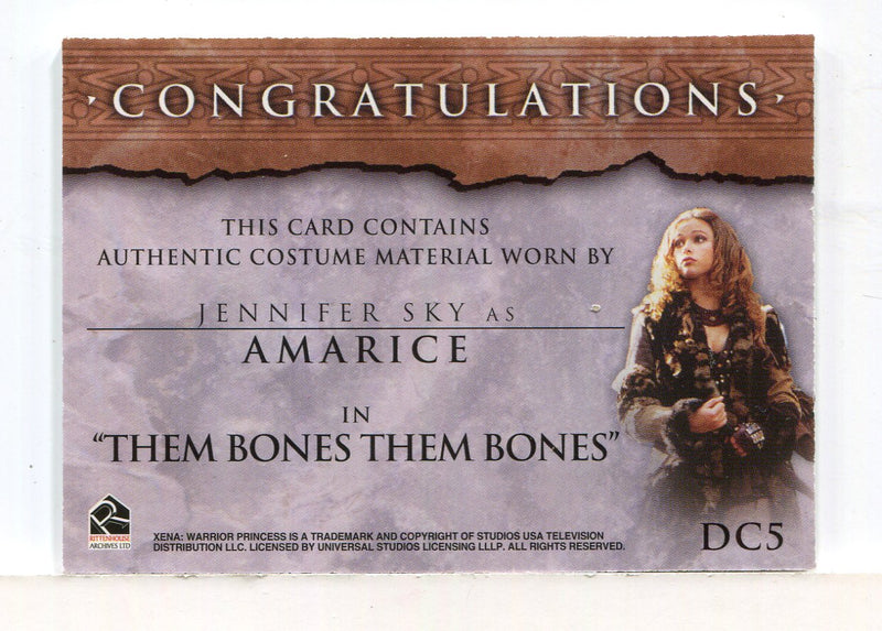 Xena Beauty and Brawn Jennifer Sky as Amarice Double Costume Card DC5 (Dark)   - TvMovieCards.com