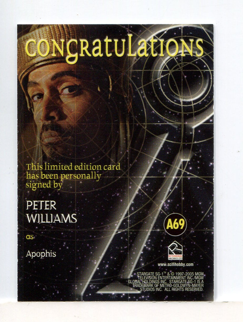 Stargate SG-1 Season Eight Peter Williams as Apophis Autograph Card A69   - TvMovieCards.com