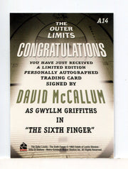 Outer Limits Premiere Autograph Card A14 David McCallum as Gwyllm Griffiths   - TvMovieCards.com