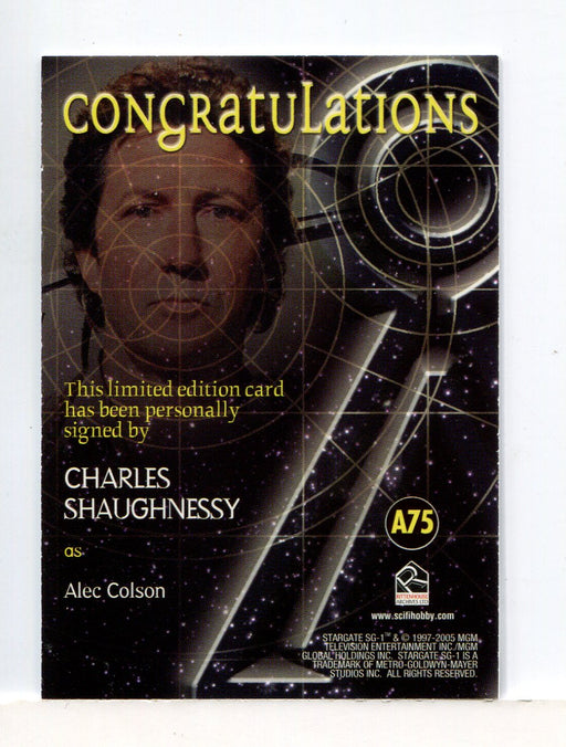 Stargate SG-1 Season Eight Charles Shaughnessy as Alec Colson Autograph Card A75   - TvMovieCards.com