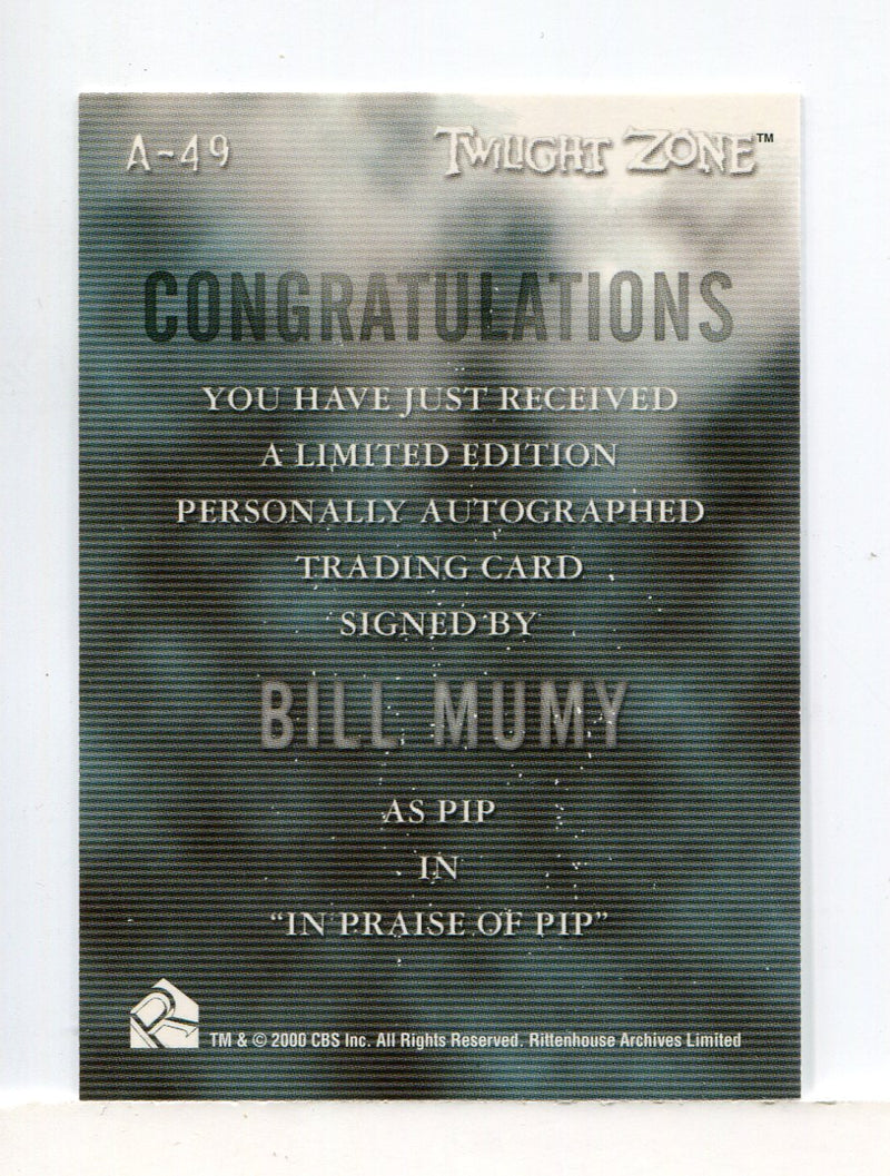 Twilight Zone 3 Shadows and Substance Bill Mumy Autograph Card A-49   - TvMovieCards.com
