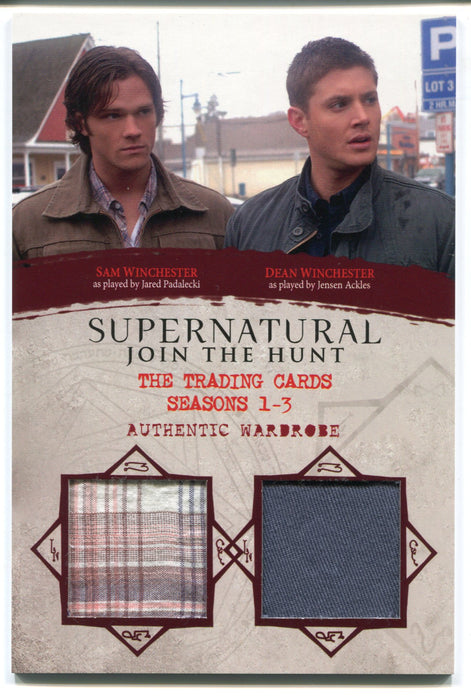 Supernatural Seasons 1-3 Oversized Dual Wardrobe OM24 Card Dean & Sam Cryptozoic   - TvMovieCards.com