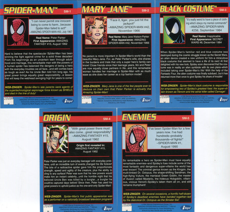 Spider-Man 30th Anniversary Vintage Promo Card Set SM-1 thru SM-5 Impel 1992   - TvMovieCards.com