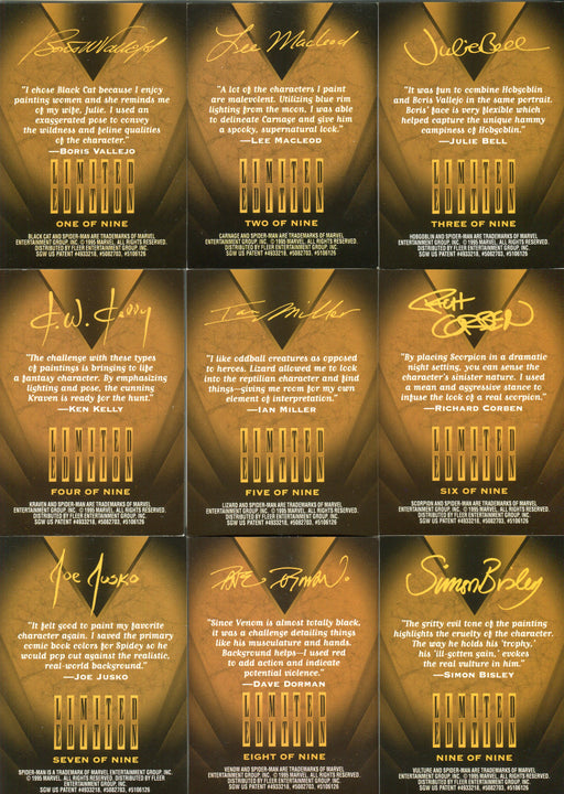 Spider-Man 1995 Fleer Ultra Golden Web Chromium Chase Card Set 9 Cards   - TvMovieCards.com