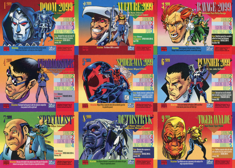 Marvel Universe 1993 Skybox Series 4 Red Foil 2099 Chase Card Set 9 Cards - TvMovieCards.com