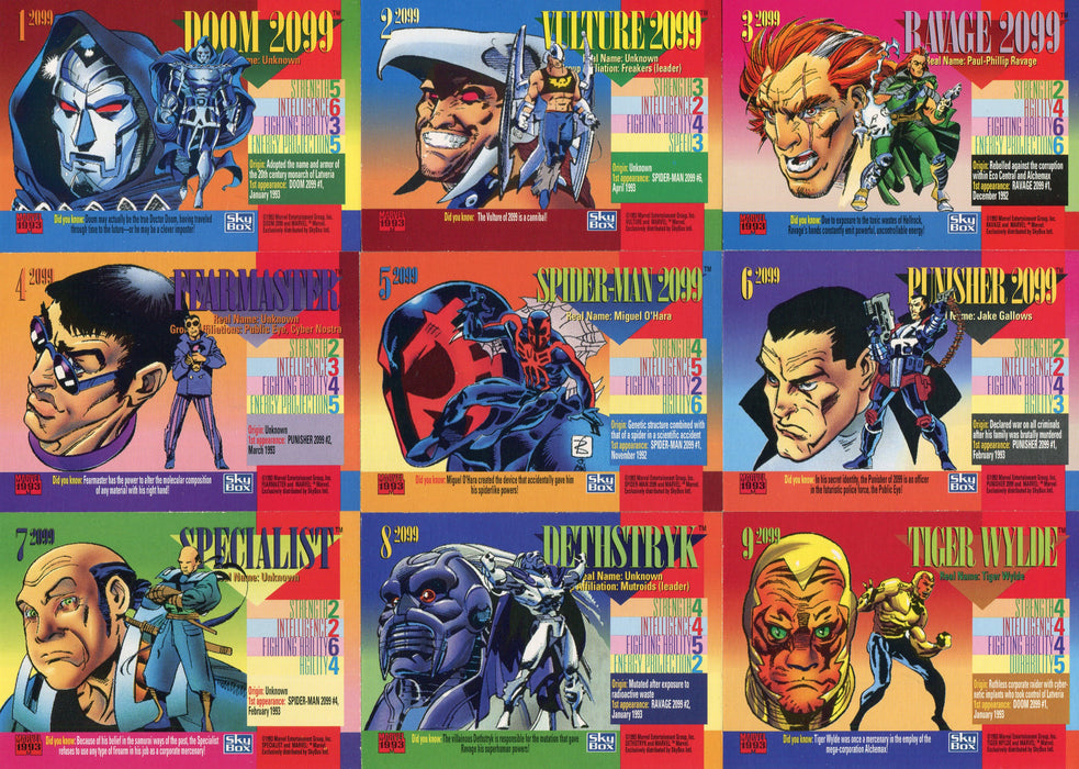 Marvel Universe 1993 Skybox Series 4 Red Foil 2099 Chase Card Set 9 Cards - TvMovieCards.com