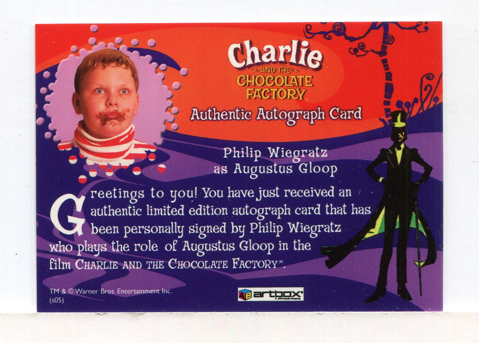 Charlie & Chocolate Factory Philip Wiegratz as Augustus Gloop Autograph Card   - TvMovieCards.com