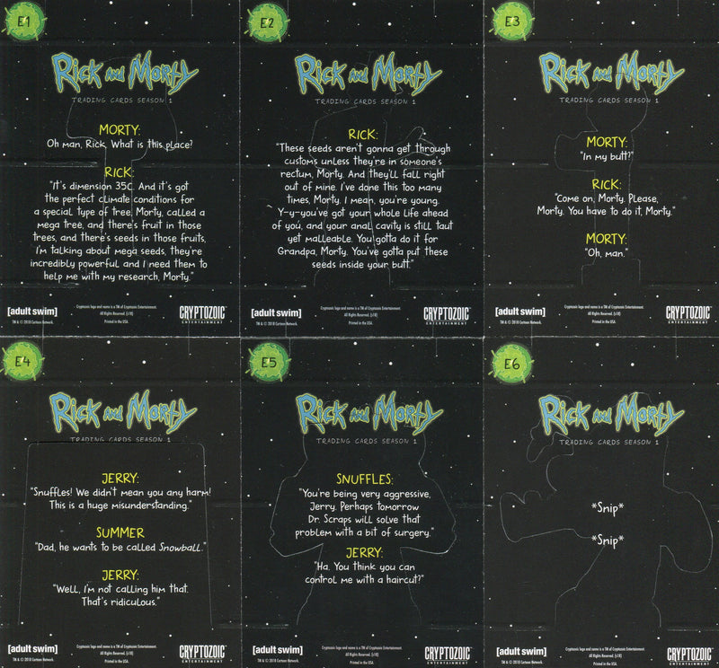 2018 Rick and Morty Season 1 Standee Chase Card Set E1-E6 Cryptozoic   - TvMovieCards.com