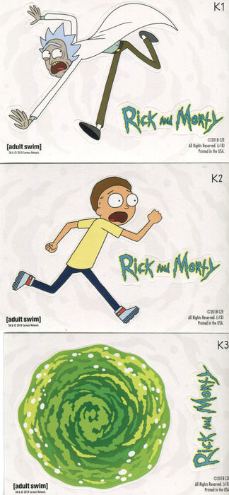 2018 Rick and Morty Season 1 Sticker Chase Card Set K1-K3 Cryptozoic   - TvMovieCards.com