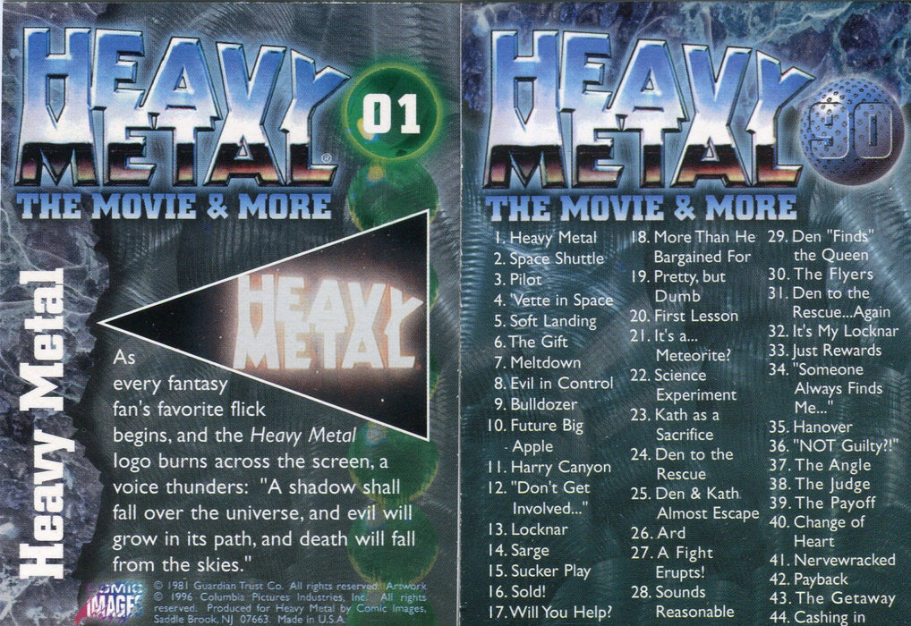 Heavy Metal Movie and More Base Card Set 90 Cards Comic Images 1996   - TvMovieCards.com