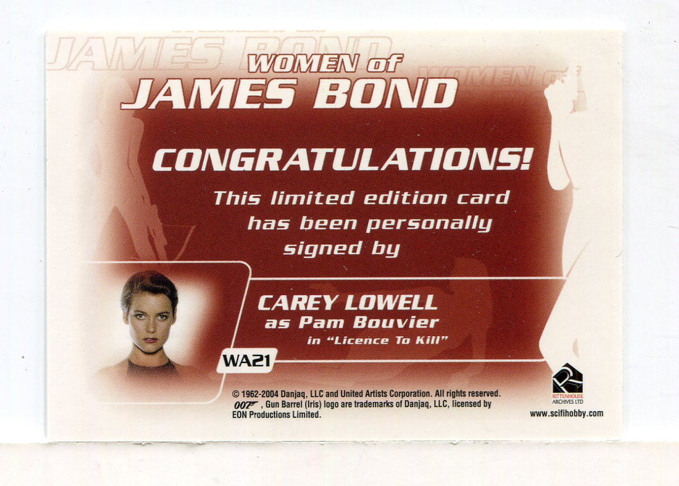 James Bond The Quotable James Bond Carey Lowell Autograph Card WA21   - TvMovieCards.com