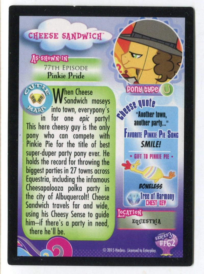 My Little Pony Series 3 Cheese Sandwich F62 Promo Foil Trading Card   - TvMovieCards.com