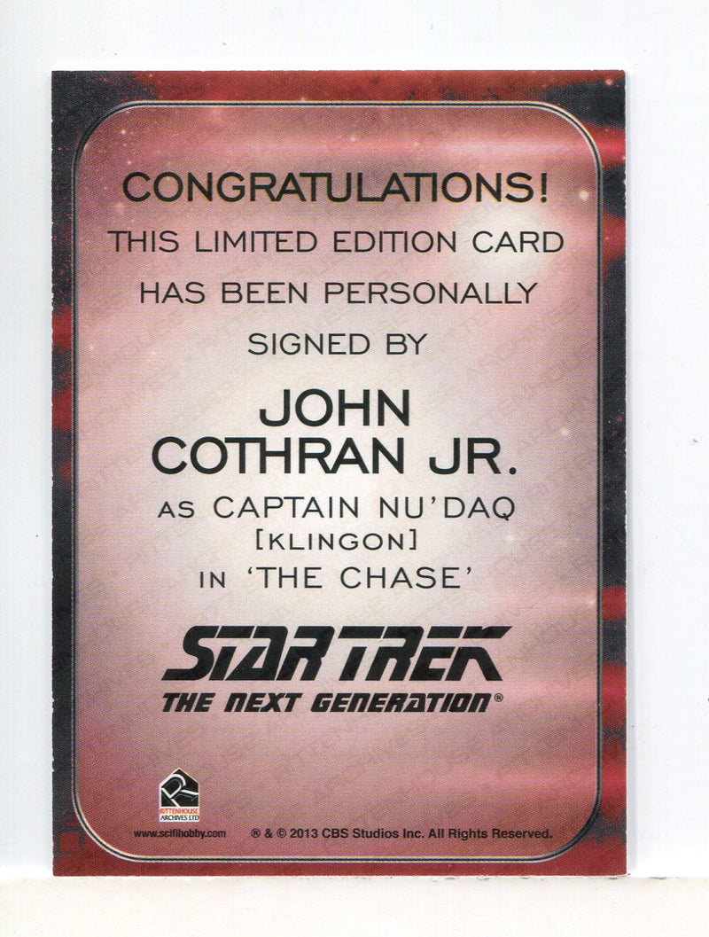 Star Trek Aliens John Cothran Jr. as Captain Nu'Daq Autograph Card   - TvMovieCards.com