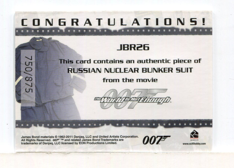 James Bond Mission Logs Russian Bunker Suit Relic Costume Card JBR26 #750/875   - TvMovieCards.com