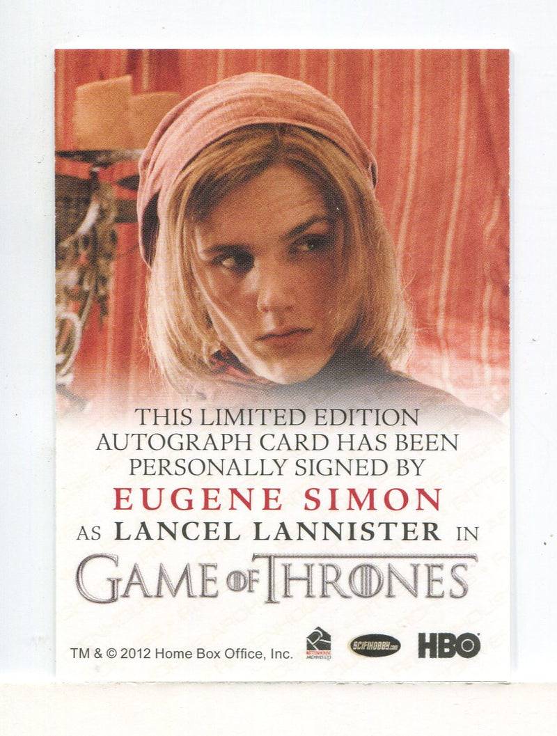 Game of Thrones Season 4 Eugene Simon as Lancel Lannister Autograph Card   - TvMovieCards.com