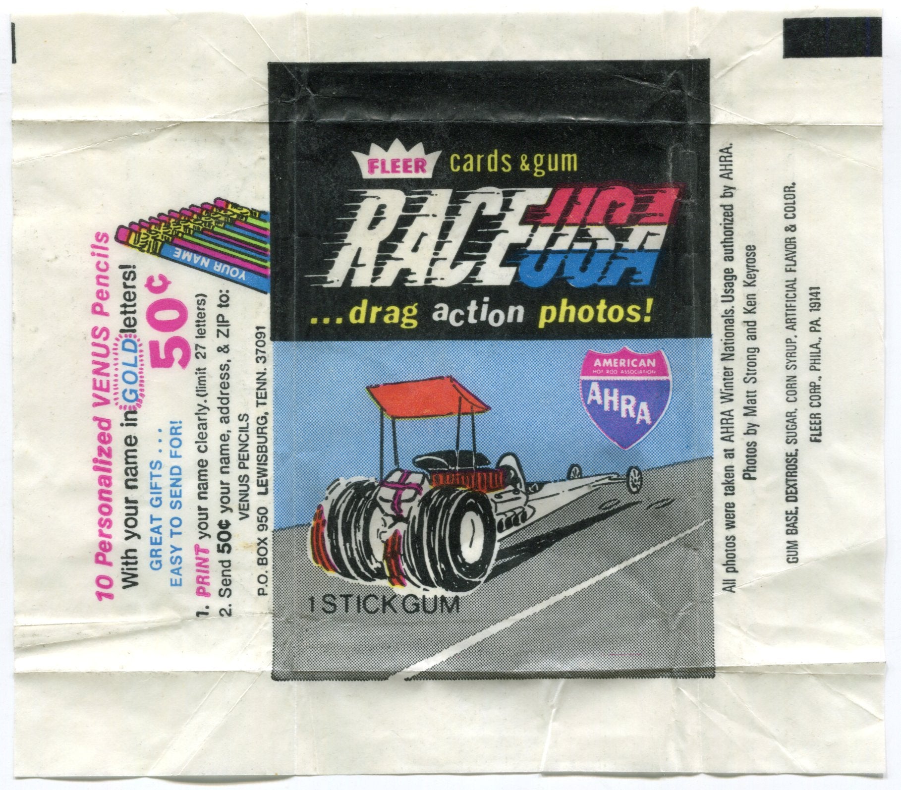 Race USA AHRA Drag Champs 1973 Fleer Vintage Trading Cards You