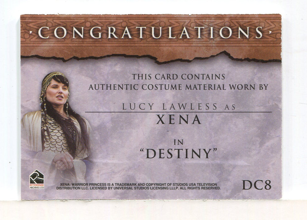Xena Beauty and Brawn Lucy Lawless as Xena Double Costume Card DC8   - TvMovieCards.com