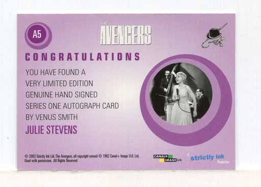 Avengers TV Definitive 1 Julie Stevens as Venus Smith Autograph Card A5   - TvMovieCards.com