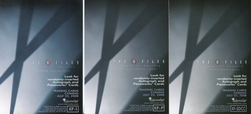 X-Files I Want to Believe Promo Card Lot 3 Cards Inkworks 2008   - TvMovieCards.com