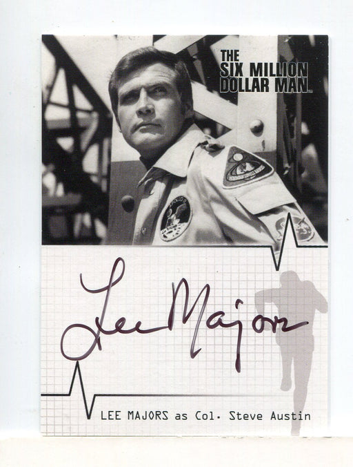 Six Million Dollar Man 1 & 2 Lee Majors as Steve Austin Autograph Card A1   - TvMovieCards.com