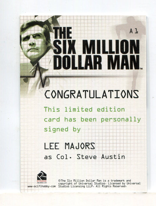 Six Million Dollar Man 1 & 2 Lee Majors as Steve Austin Autograph Card A1   - TvMovieCards.com