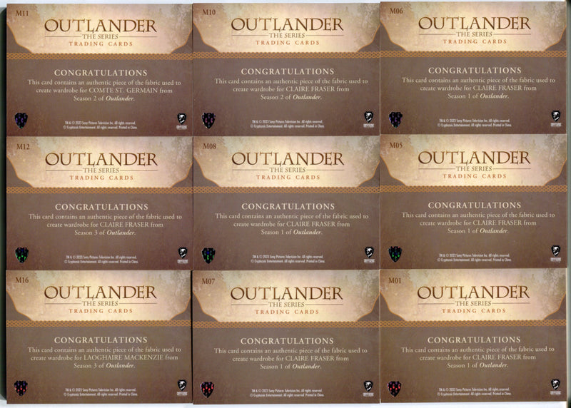 2023 Outlander Season 5 (24) Green Wardrobe Costume Trading Card Lot #/99   - TvMovieCards.com