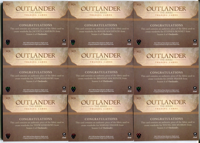 2023 Outlander Season 5 (24) Green Wardrobe Costume Trading Card Lot #/99   - TvMovieCards.com