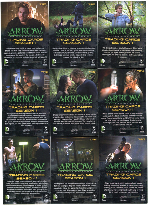 Arrow Season 1 Bronze Parallel Training Chase Card Set TR1 thru TR9 2014/2015   - TvMovieCards.com