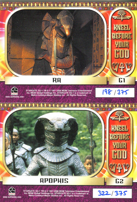 Stargate SG-1 Season Eight Kneel Before Your God Limited Chase Card Set G1 G2   - TvMovieCards.com