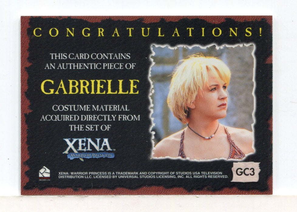 Xena Commemorative Renee O'Connor as Gabrielle Limited Costume Card GC3   - TvMovieCards.com