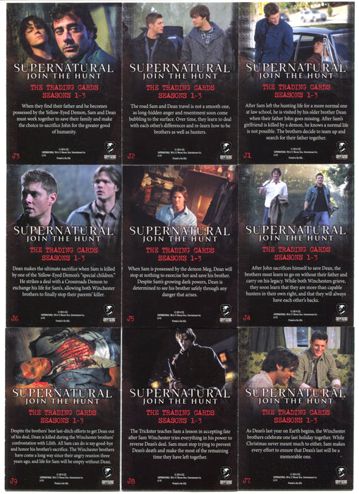 2014 Supernatural Season 1-3 Mega Moon Lava Brothers Card Set J1-J9   - TvMovieCards.com