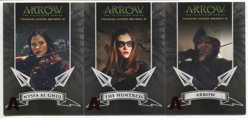 2015 Arrow Season 2 Red Foil Stamp Parallel Archers Chase Card Set A1-A3 - TvMovieCards.com