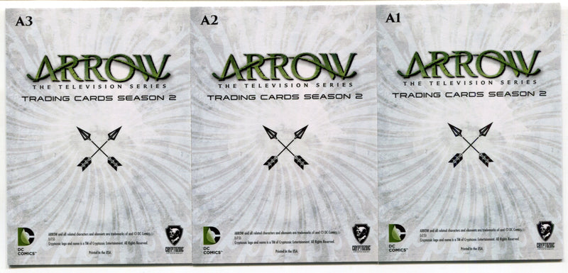 2015 Arrow Season 2 Red Foil Stamp Parallel Archers Chase Card Set A1-A3 - TvMovieCards.com