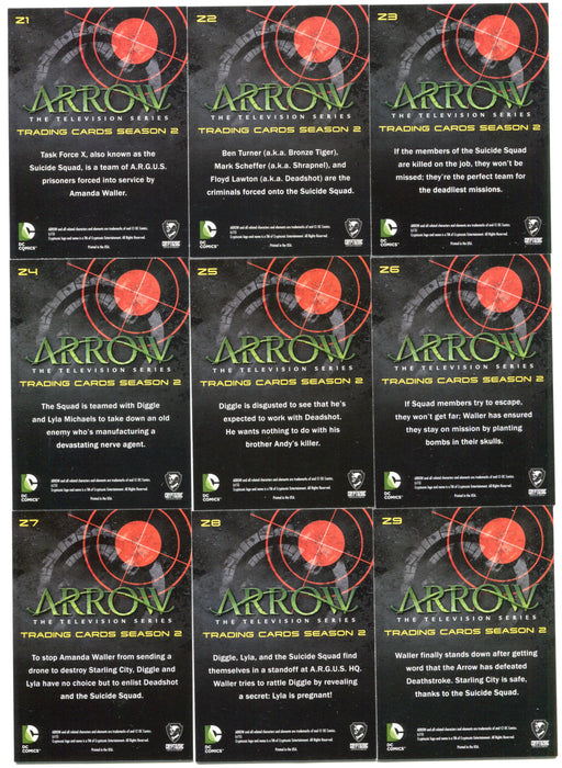 2015 Arrow Season 2 Red Foil Stamp Parallel Suicide Squad Card Set Z1-Z9   - TvMovieCards.com