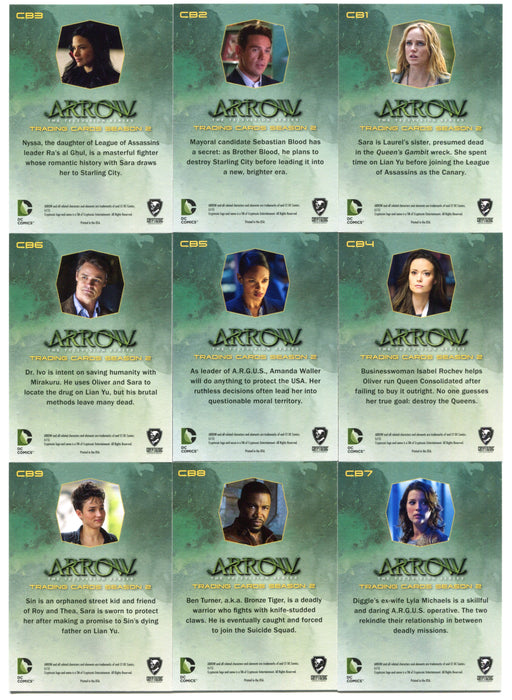 2015 Arrow Season 2 Red Foil Stamp Parallel Character Bios Card Set CB1-CB9   - TvMovieCards.com