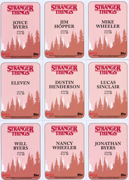 Stranger Things Season 1 One Sticker Card Set 20 Stickers Topps 2018   - TvMovieCards.com