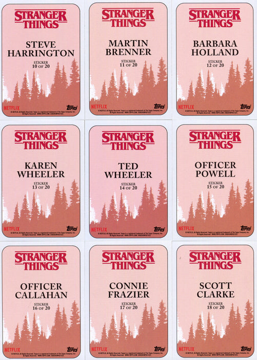 Stranger Things Season 1 One Sticker Card Set 20 Stickers Topps 2018   - TvMovieCards.com