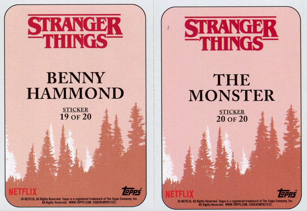 Stranger Things Season 1 One Sticker Card Set 20 Stickers Topps 2018   - TvMovieCards.com