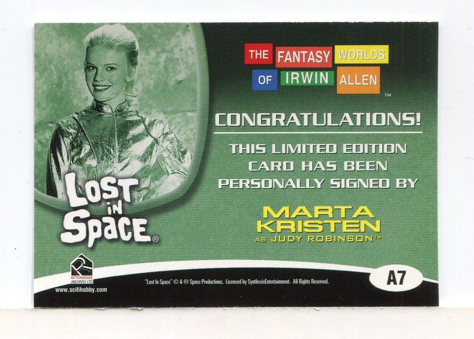 Fantasy Worlds of Irwin Allen Lost in Space Marta Kristen Autograph Card A7   - TvMovieCards.com