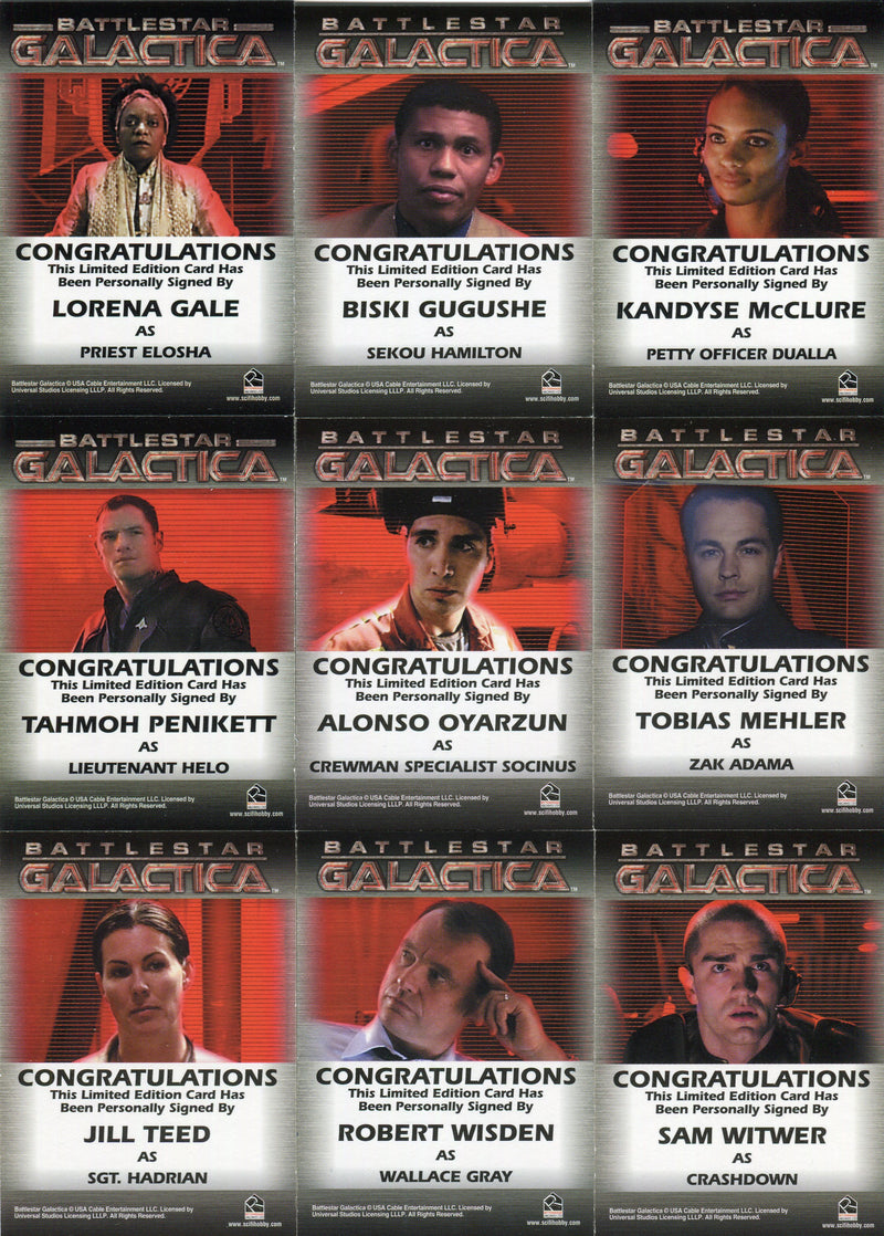 Battlestar Galactica Season One Autograph Card Lot 9 Different Cards - TvMovieCards.com
