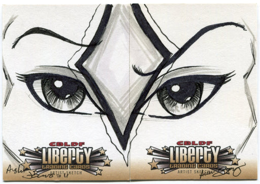 2011 Cryptozoic CBLDF Liberty Artist Sketch Card by Austin Janowsky 2 Panel   - TvMovieCards.com