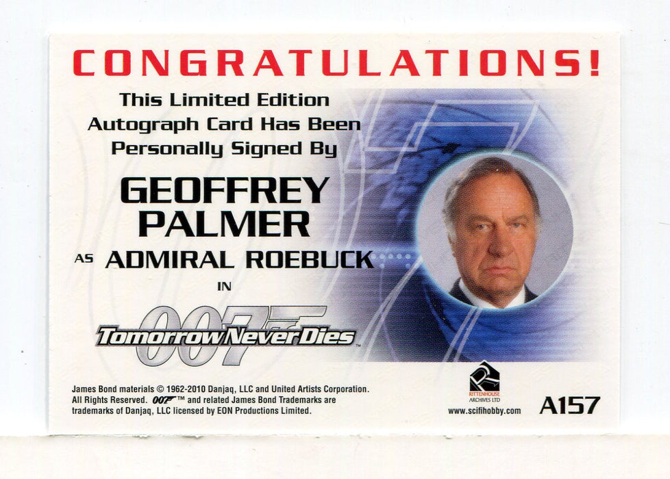 James Bond Mission Logs Geoffrey Palmer as Admiral Roebuck Autograph Card A157   - TvMovieCards.com