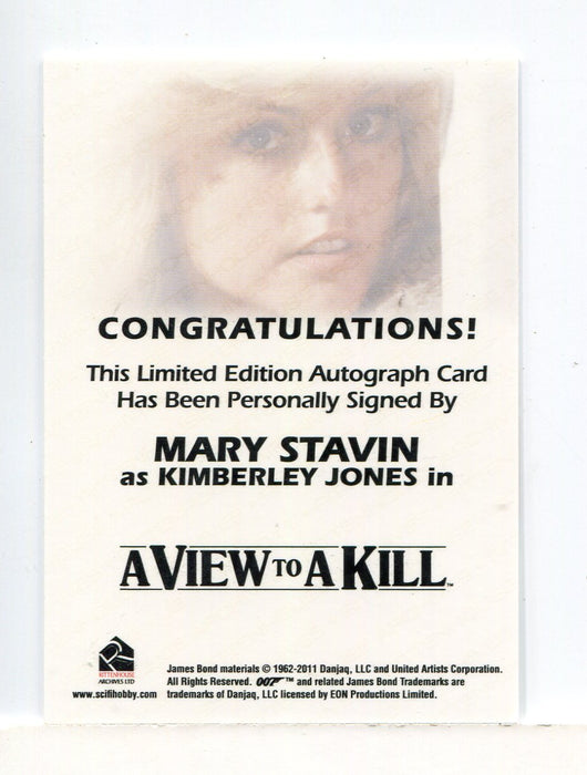 James Bond Autographs & Relics Mary Stavin as Kimberley Jones Autograph Card   - TvMovieCards.com